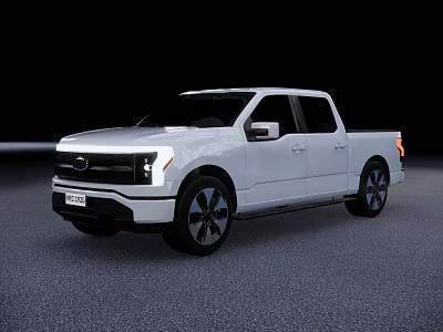 White Electric Pickup Truck With Modern Sleek Exterior And Black Alloy Wheels 3d model