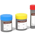 Medical Device Sample Containers with Blue Yellow Red Lids for Feces Samples and Labels