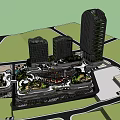 Modern Commercial Complex Featuring Landscaped Green Areas Curved Walkways And Recreational Zones