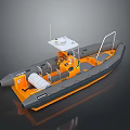 Orange And Gray Inflatable Boat With Open Cockpit Console Seats And Structure 3d model