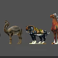 Traditional Ceramic Ware Animal Shaped Camel and Horse Figurines Decorative Ornaments Set