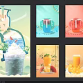 Colorful Beverage Themed Wall Hanging With Cup And Fruit Decorative Designs