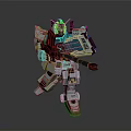 White Blue Red Gundam Model Standing With Long Rifle Green Red Head And 08 Marking
