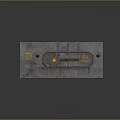 Rusty Industrial Equipment With Circular Mechanical Structure Orange Components Yellow Labels And Metal Staircase Platform