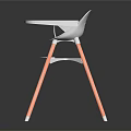Modern Kids High Chair With White Seat Three Orange Legs And Tray