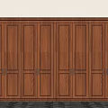 Modern Wooden Wardrobe With Multiple Doors Simple Design And Handle Details For Home Interior