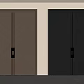 Brown And Black Double Doors With Golden Handles And Textured Surface Interior