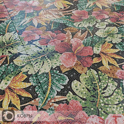 Colorful Mosaic Floor Tiles With Tropical Flower And Leaf Patterns In Vibrant Hues 3d model