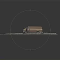 Old Brown And Beige Van With Open Door Parked On Gray Ground