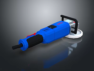 Blue Power Angle Grinder With Grinding Wheel Black Handle And Red Switch 3d model
