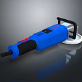 Blue Power Angle Grinder With Grinding Wheel Black Handle And Red Switch