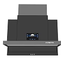 Modern Kitchen Range Hood With Black Stainless Steel Design And LED Lighting