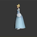 Cinderella 3D Model With Blue Ball Gown White Gloves And Blonde Hair