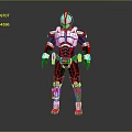 Game And Movie Character In Futuristic Red White Black Armor With Helmet Design