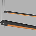 Modern Linear Metal Chandeliers With LED Light Strips Suspended In Minimalist Design