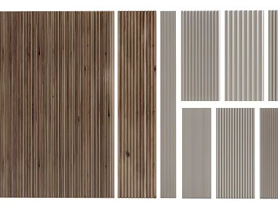 Decorative Wooden Slat and Gray Brown Textured Wall Panels for Interior Home Design 3d model
