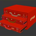 Red Household Drawer Cabinet With Three Drawers And White URRSA Lettering