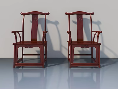 Two Elegant Red Wooden Chairs With Classic Design And Sturdy Structure 3d model