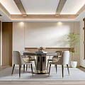 Modern Hotel Mahjong Room With Wooden Ceiling Lattice Screen Round Table Gray Chairs Green Plant Window