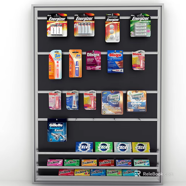 Retail Display Shelf With Various Organized Packaged Products For Store Presentation 3d model 