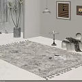 Ivory Square Rug With Tassel Edges In Modern Minimalist Living Room Decor