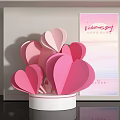 Valentine's Day Window Display With Pink Heart Decorations And February 14th Banner
