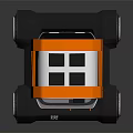 Small Orange And White Autonomous Transport Vehicle With Transparent Windows Red Seats And Black Wheels
