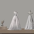 Elegant Wedding Dresses Long Sleeve Lace And Strapless Satin With Minimalist White Wall Wooden Floor