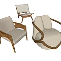 Modern Upholstered Leisure Chairs With Wooden Frame And Curved Armrest Design