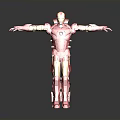Red And Gold Iron Man Armor With Arms Outstretched Standing Against Gray Background