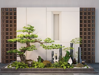 New Chinese Landscape Sick Plant Landscape Landscaping Pine Stone Sick Green Plant 3d model