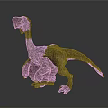 Detailed Reptile Dinosaur Model With Blue Green Brown Open Mouth Standing Pose On Gray Background