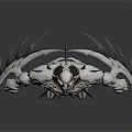 Fantasy Mythical Creature Armored Warrior Featuring Spiked Exoskeleton And Horned Head Standing Pose