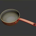 Copper Kitchen Pan With White Handle And Shiny Cooking Surface 3d model