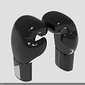 Black Shiny Boxing Gloves With Black Base And White Striped Design