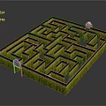 Modern Green Maze Design With Square Shape Entry Gate And Central Pavilion 3d model