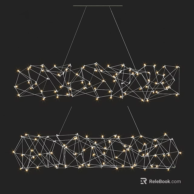 Modern Geometric Chandelier With Metal Mesh Structure And LED Lights For Interior Decor 3d model 