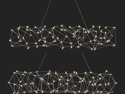 Modern Geometric Chandelier With Metal Mesh Structure And LED Lights For Interior Decor 3d model