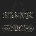 Modern Geometric Chandelier With Metal Mesh Structure And LED Lights For Interior Decor
