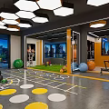 Modern Fitness Gym Interior Featuring Training Floor Markings Exercise Equipment Large Windows And Mirror Walls