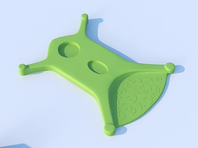 Green Household Item With Two Circular Holes And Decorative Patterns For Kitchen Use 3d model