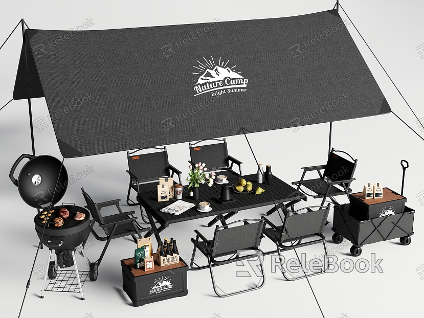 Camping table and chair combination outdoor table and chair tent canopy barbecue food and beverage model