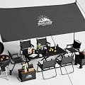 Outdoor Camping Table And Chairs Set With Canopy Grill And Camping Accessories