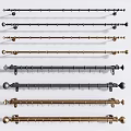 Curtain Accessories Featuring Various Metal Curtain Rods With Decorative Finials In Black And Gold