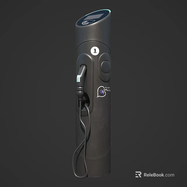 Black Column Design Daily Use Electrical Appliance With Button Knob Plug And BS Logo 3d model