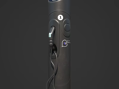 Black Column Design Daily Use Electrical Appliance With Button Knob Plug And BS Logo 3d model