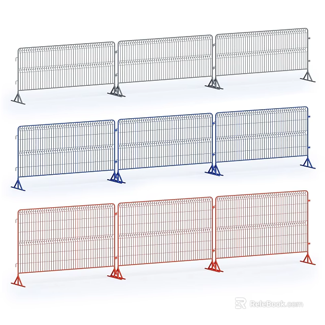 Multi Colored Metal Barriers With Portable Steel Frames And Stable Base Design 3d model