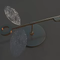 Metallic Key Shaped Jewelry With Transparent Glittering Leaf Decorations And Round Base