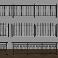 Black Metal Railings With Various Modern Designs Including Vertical Bars And Decorative Patterns 3d model