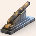 Retro cannon ancient cannon red cannon antique relic fortress 3d model
